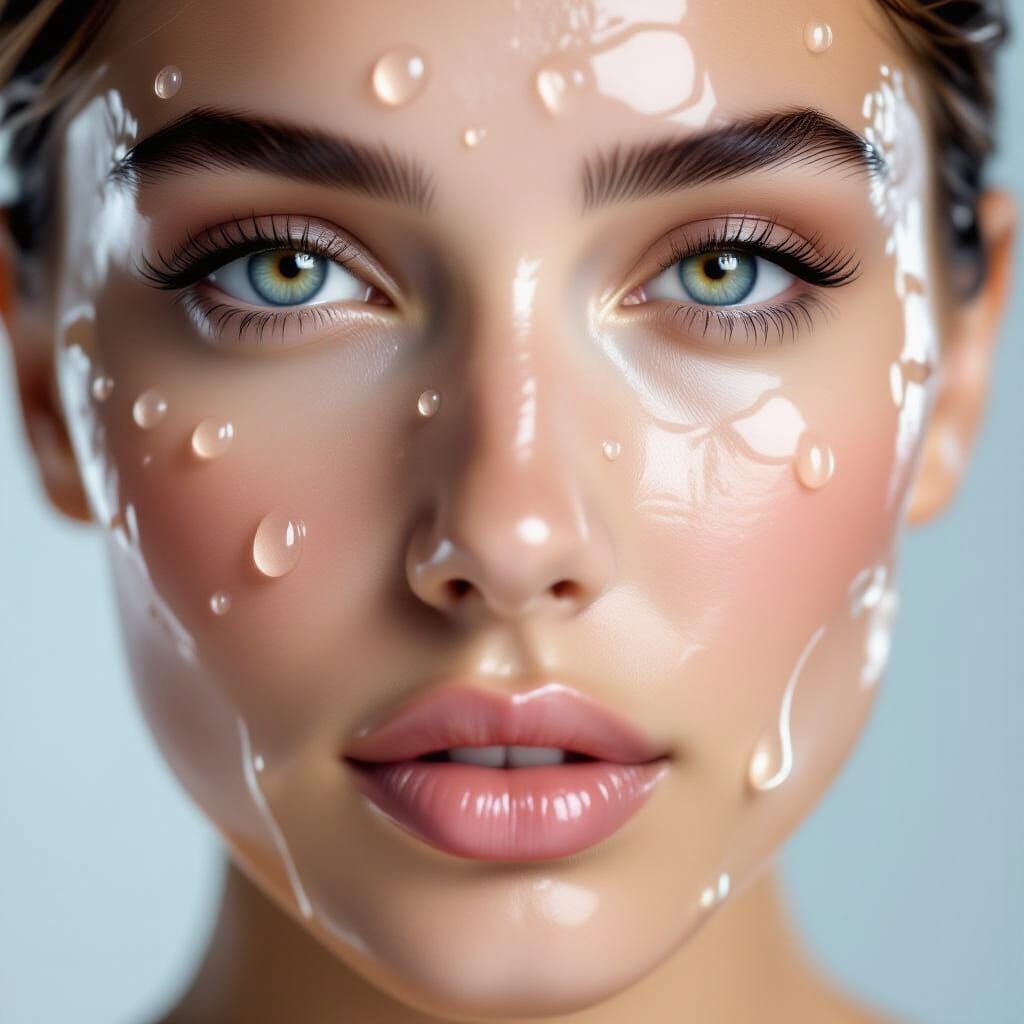 Hyperrealistic Face Melts Into Water Droplets