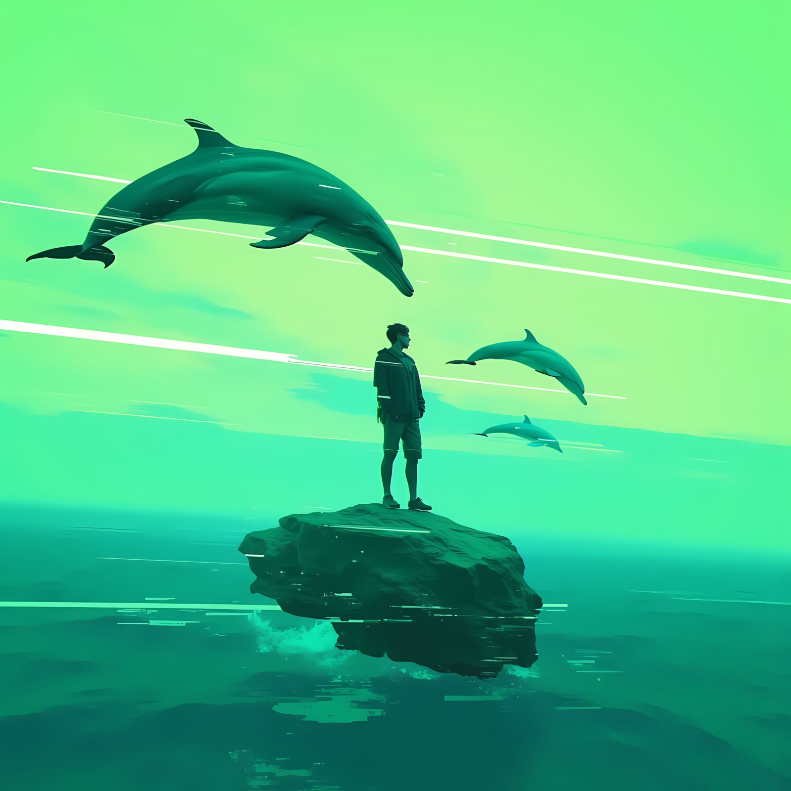 ECCO Dolphin in Oceanic Waves