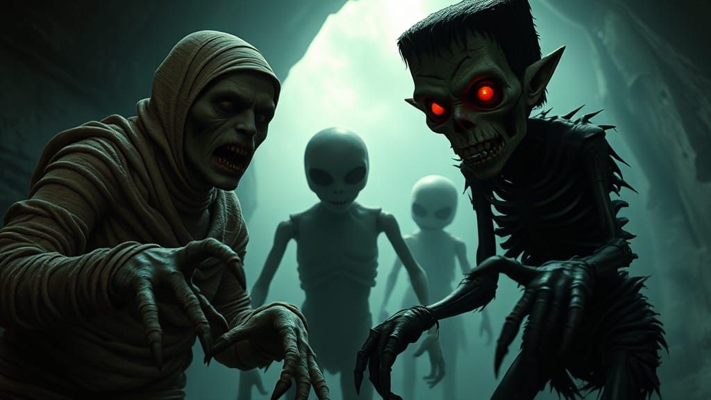 Classic Movie Monsters in Dark Fairy Tale Style