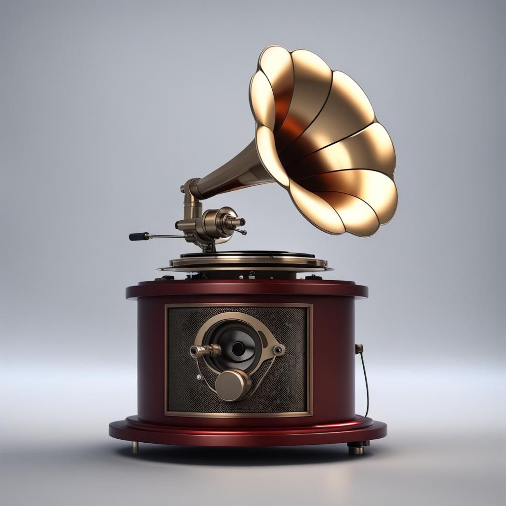 Cylindrical Cube Gramophone Tape Recorder in 4K