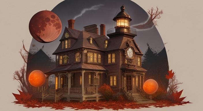 Victorian Gothic Lighthouse with Steampunk Engine