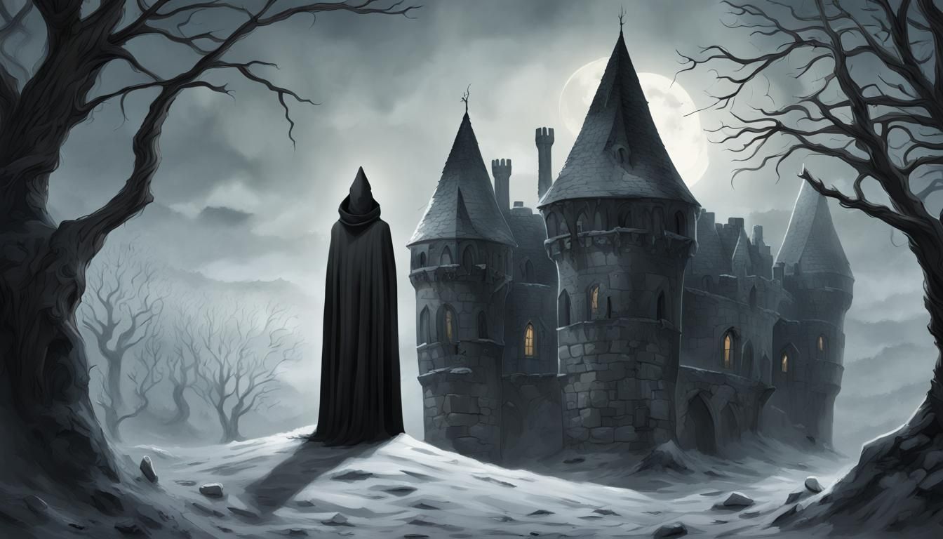 Haunted Medieval Castle Library in Winter