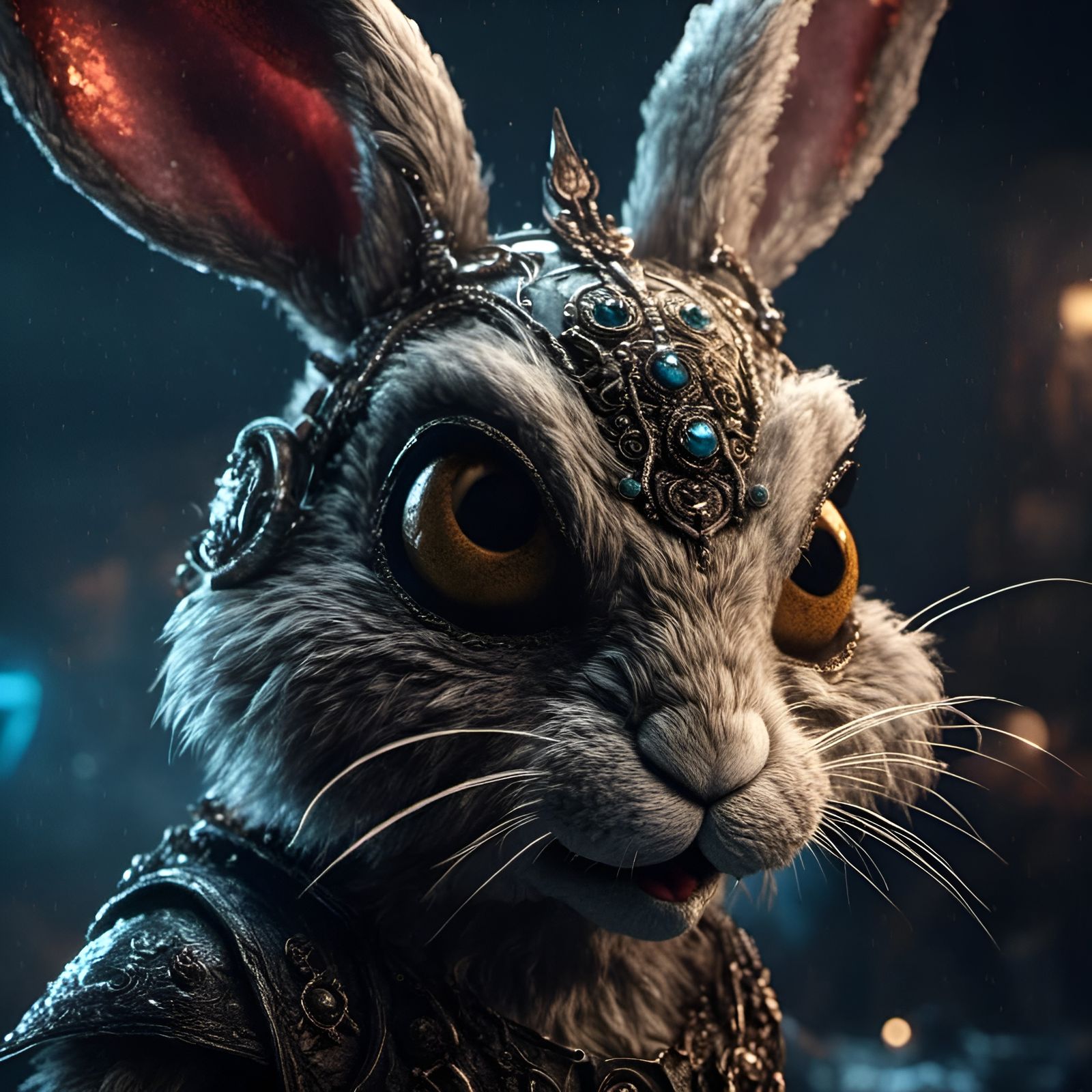Scary Zombie Bunny Rabbit Portrait in Photorealistic Style