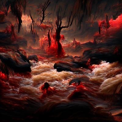 Cinematic Landscape of Hell in Oil Painting Style
