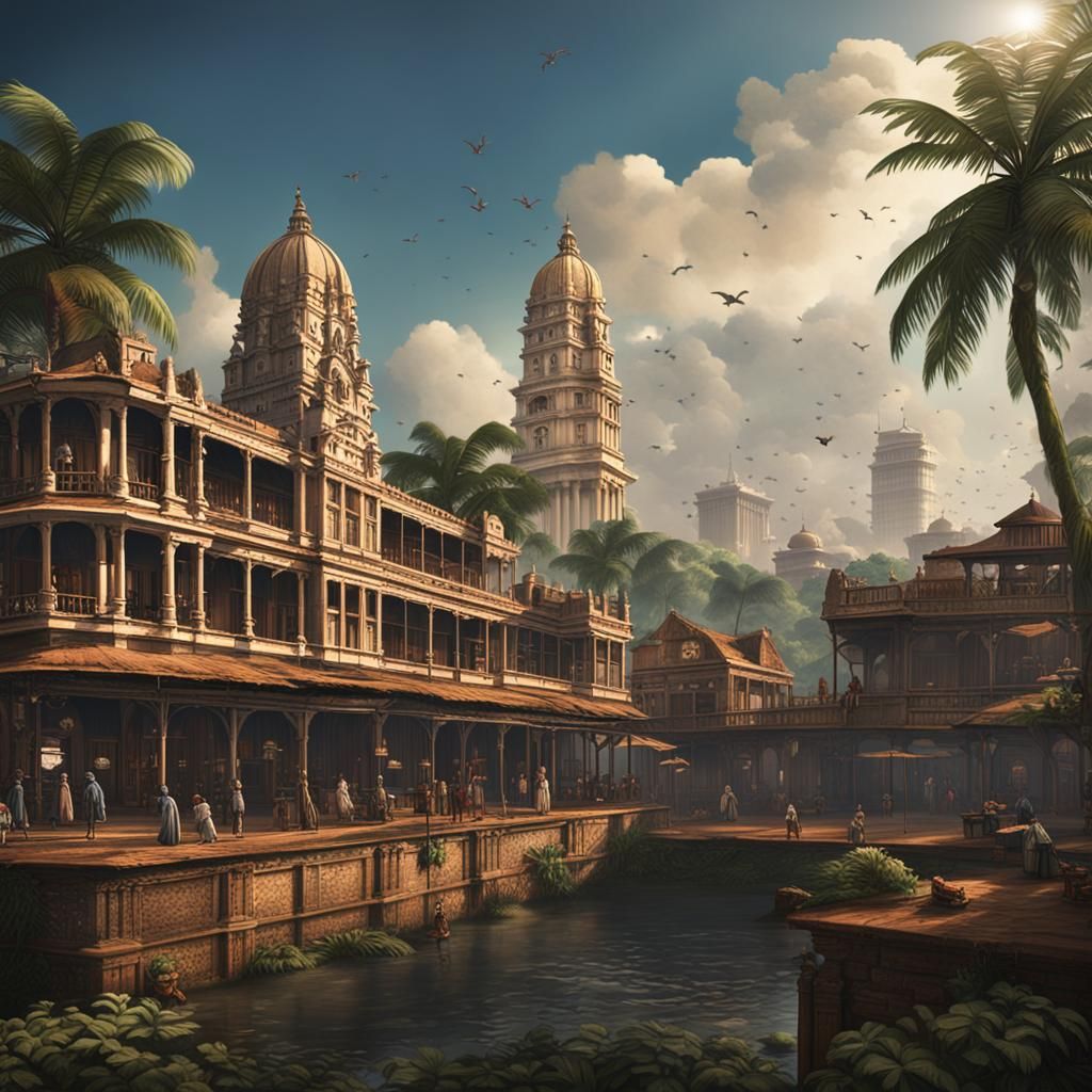 Colombo in Ceylon During British Colonial Era: Matte Paintin...