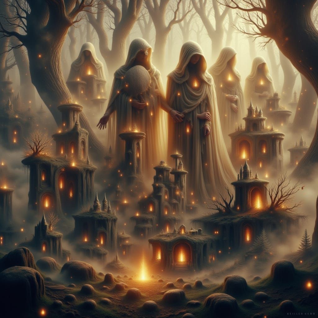 Ethereal Spirits in a Dreamlike Landscape