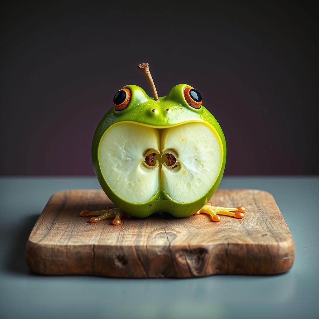 Sour Apple Frog Still Life: Futuristic Surrealism