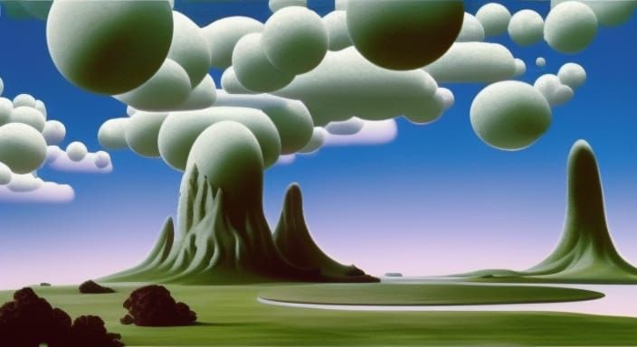 Floating Island with Magic Orbs and Surreal Trees