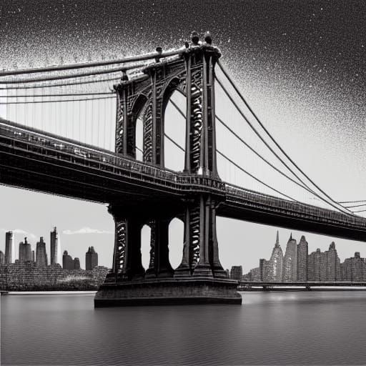 Manhattan Bridge in Black and White Glitter