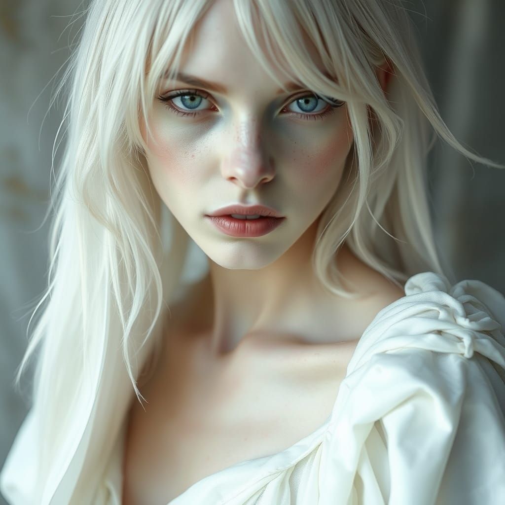 Ethereal Woman in White: A Photorealistic Portrait