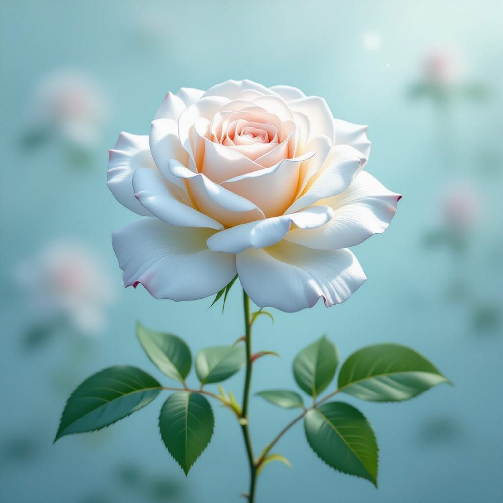 Ethereal Egyptian Damask Rose Botanical Illustration