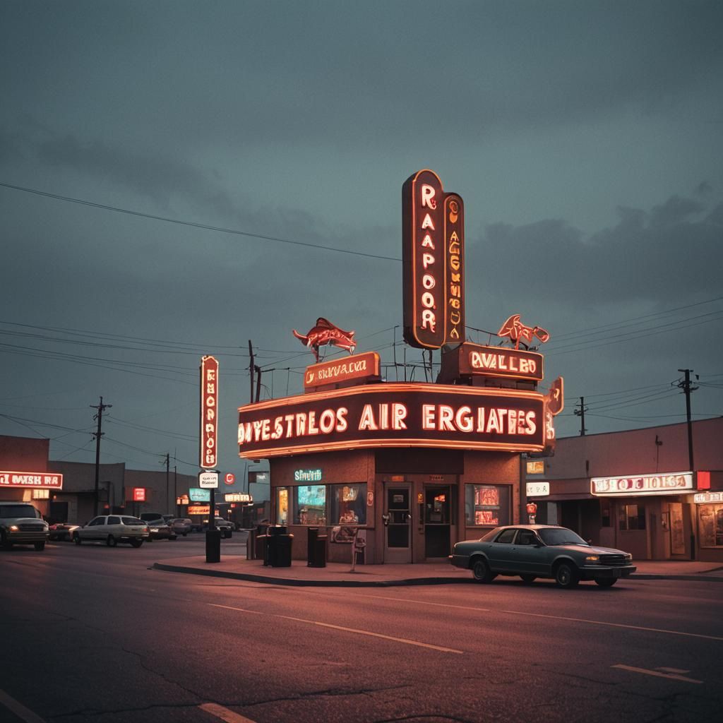 Neon Road: Cinematic Film Still in Vibrant Colors