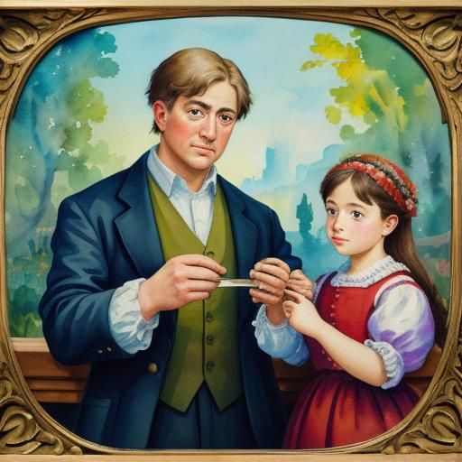 Children Holding Hands in Gouache Watercolor Style