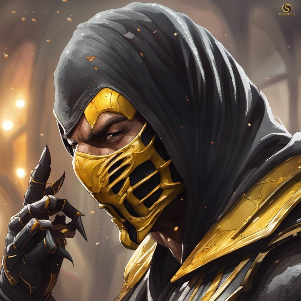 Scorpion from Mortal Kombat in Hyperdetailed Portrait
