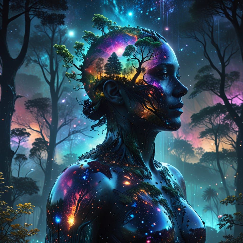 Galaxy Immersing World as Vibrant Digital Art