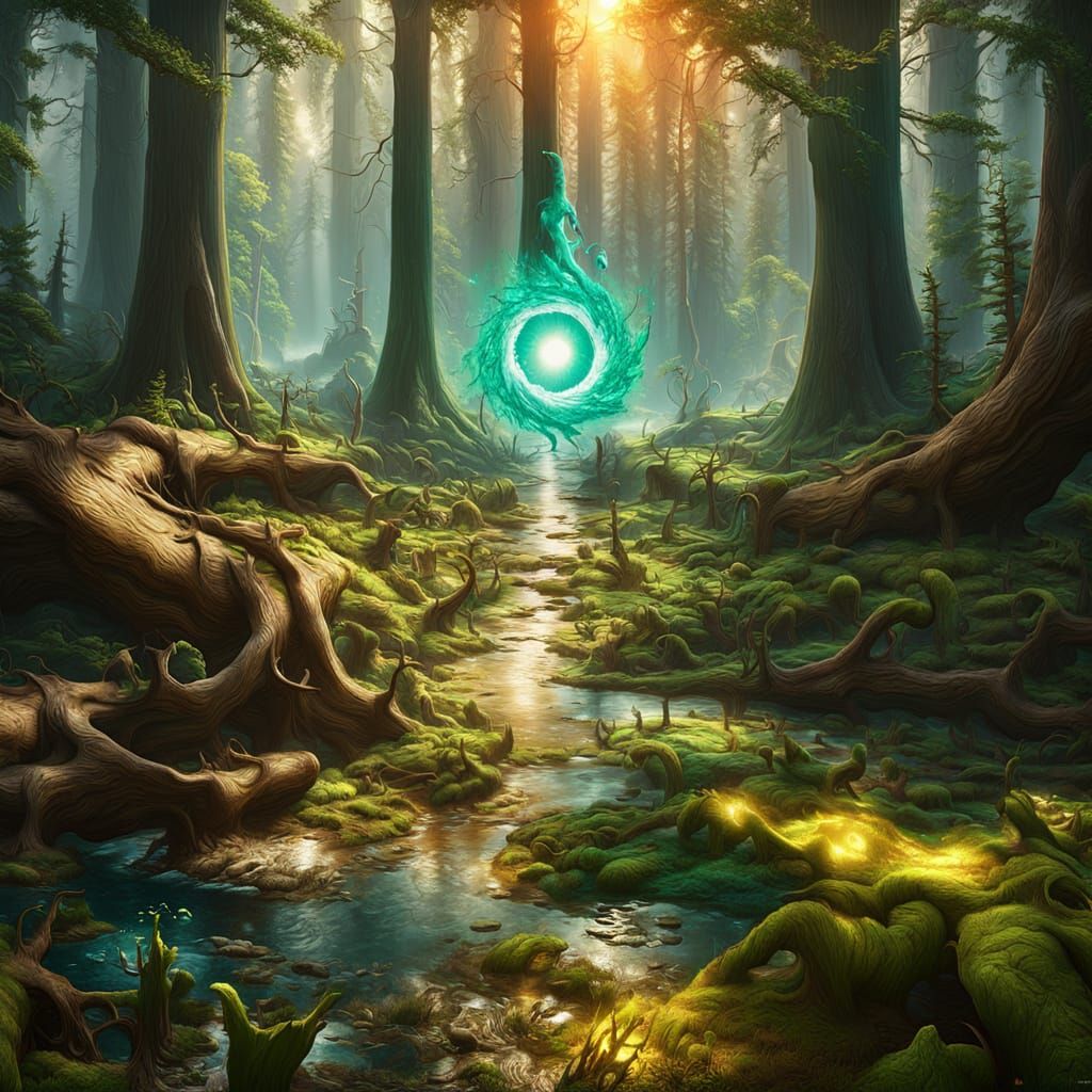 Mystical Portal in Ancient Forest