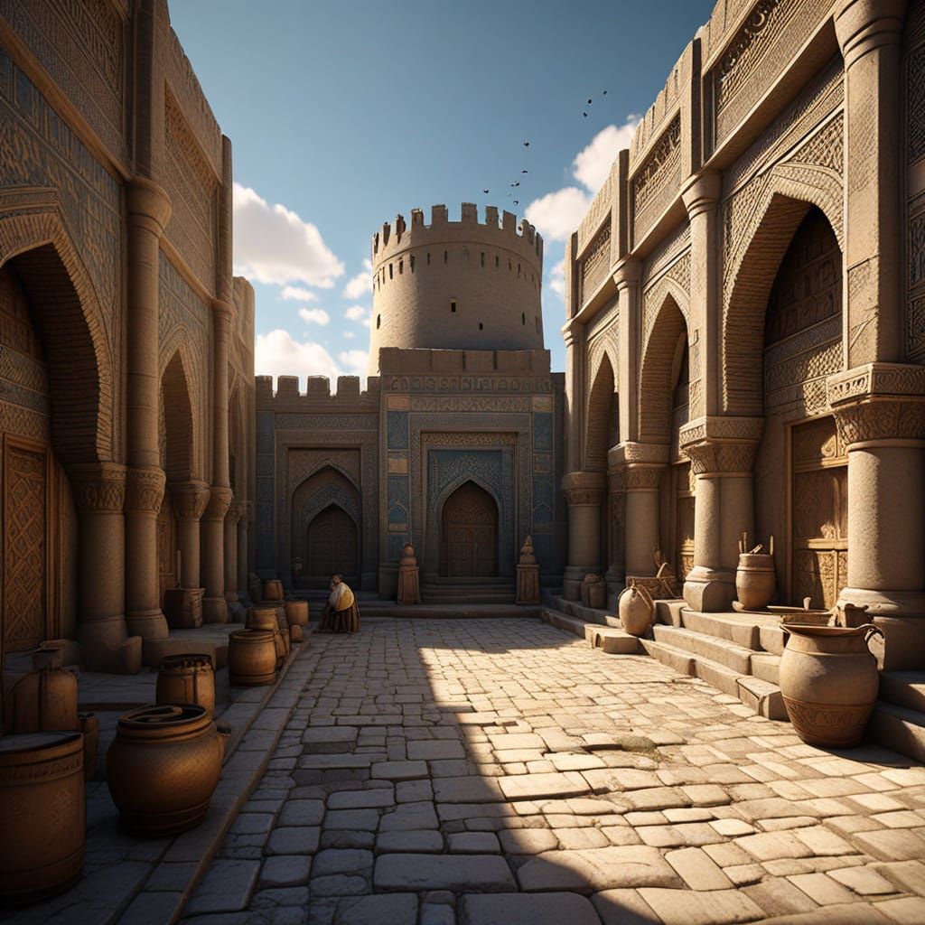 Ancient Samarkand Cityscape in Vibrant, Unreal Engine Style