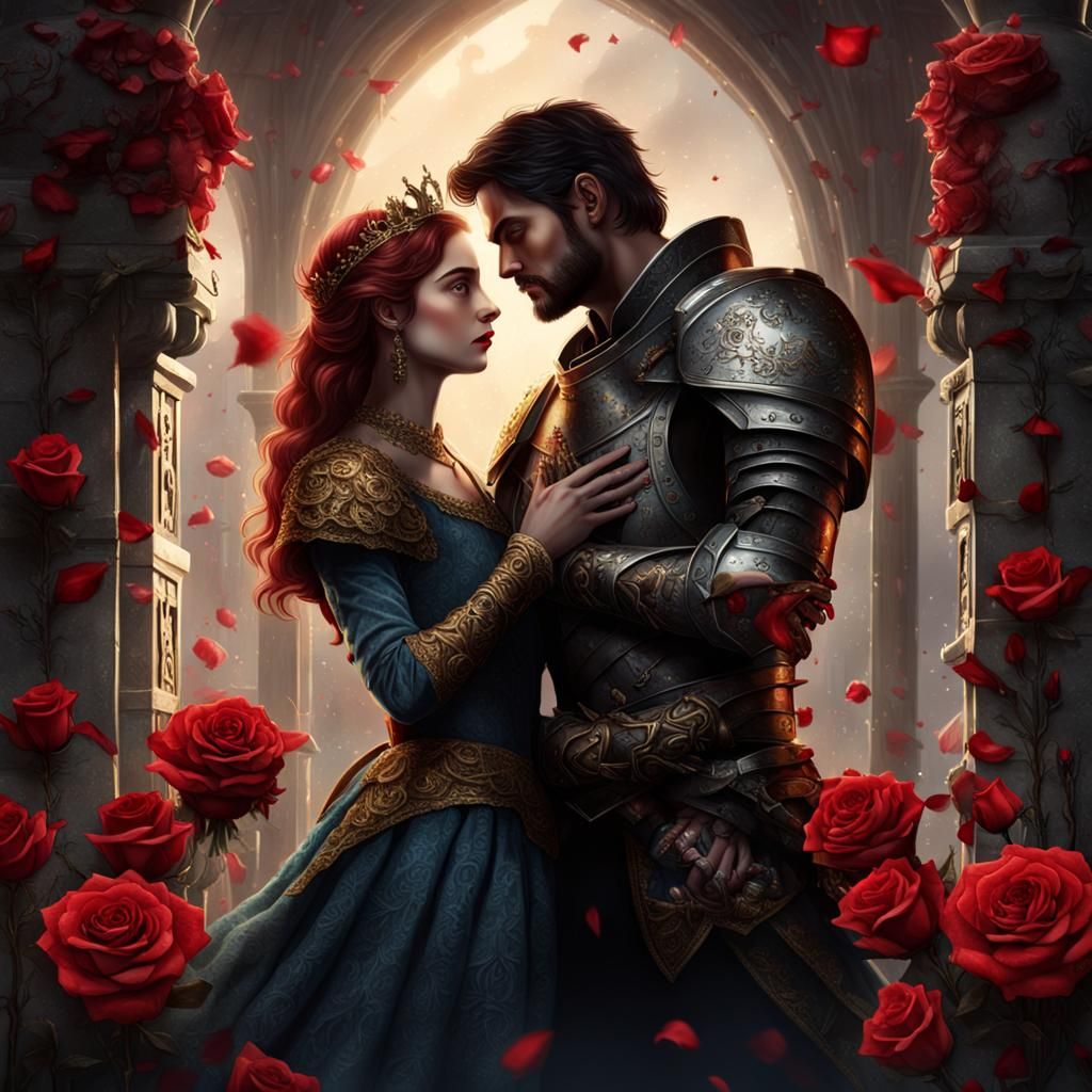 Queen and Knight in a Dark Fantasy Book Cover
