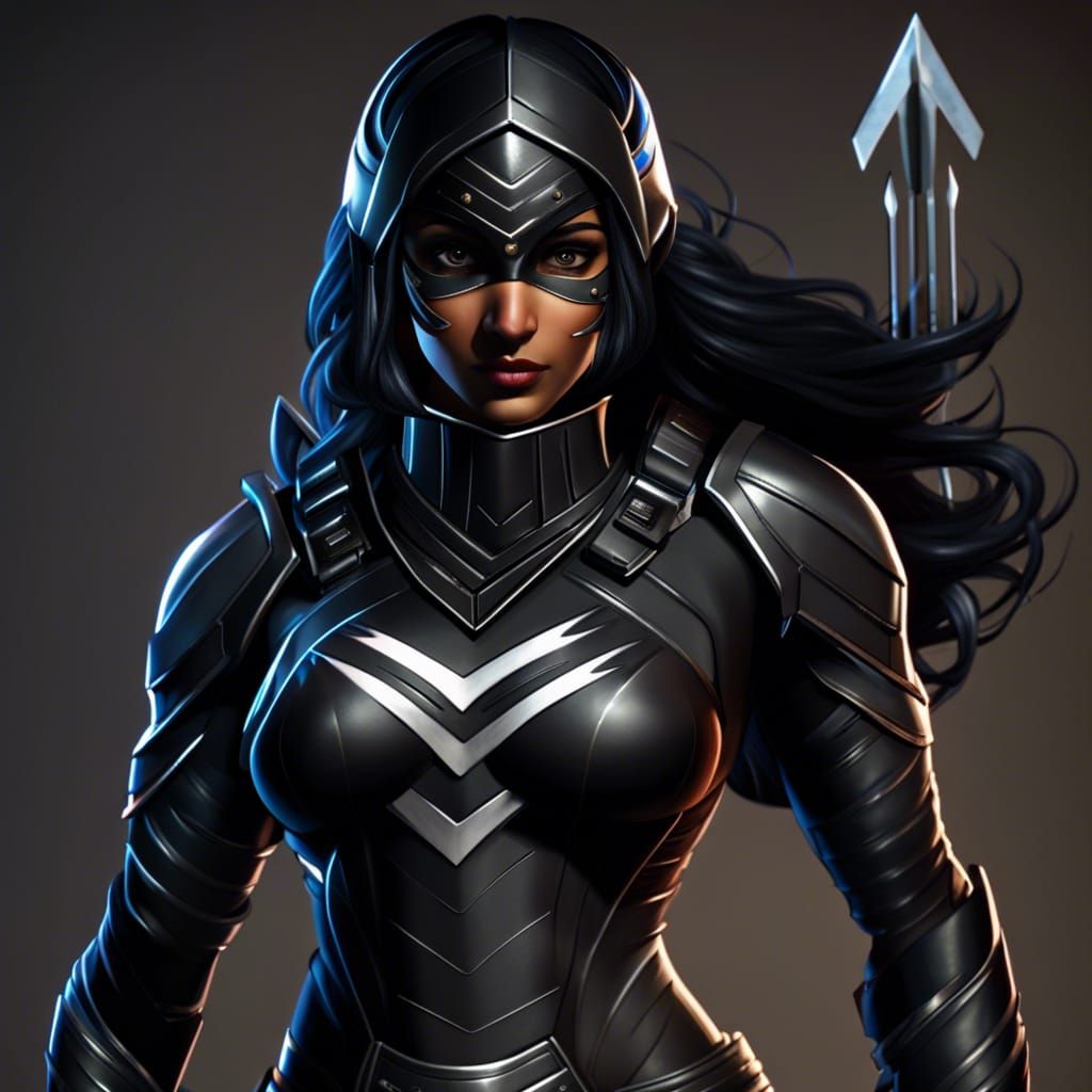 Indian Superheroine in Tactical Armor on Rooftop