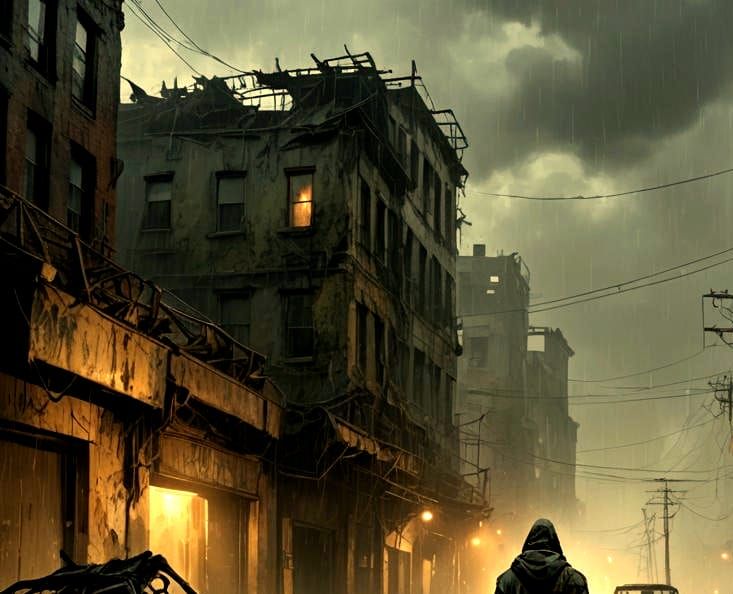 Wasteland in the Rain: Detailed Matte Painting