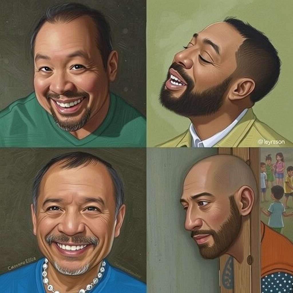 Girl with Two Dads in Playful Illustration Style