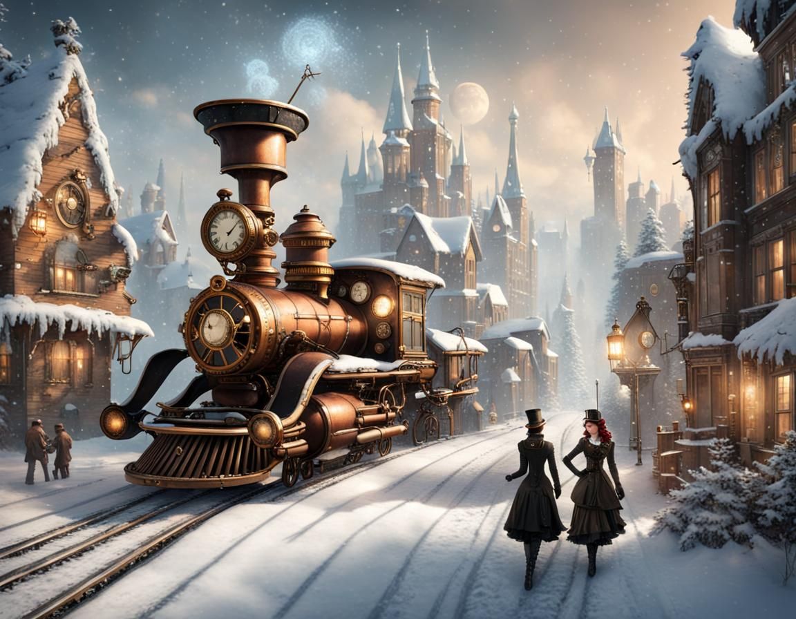 Steampunk Winter Wonderland Scene