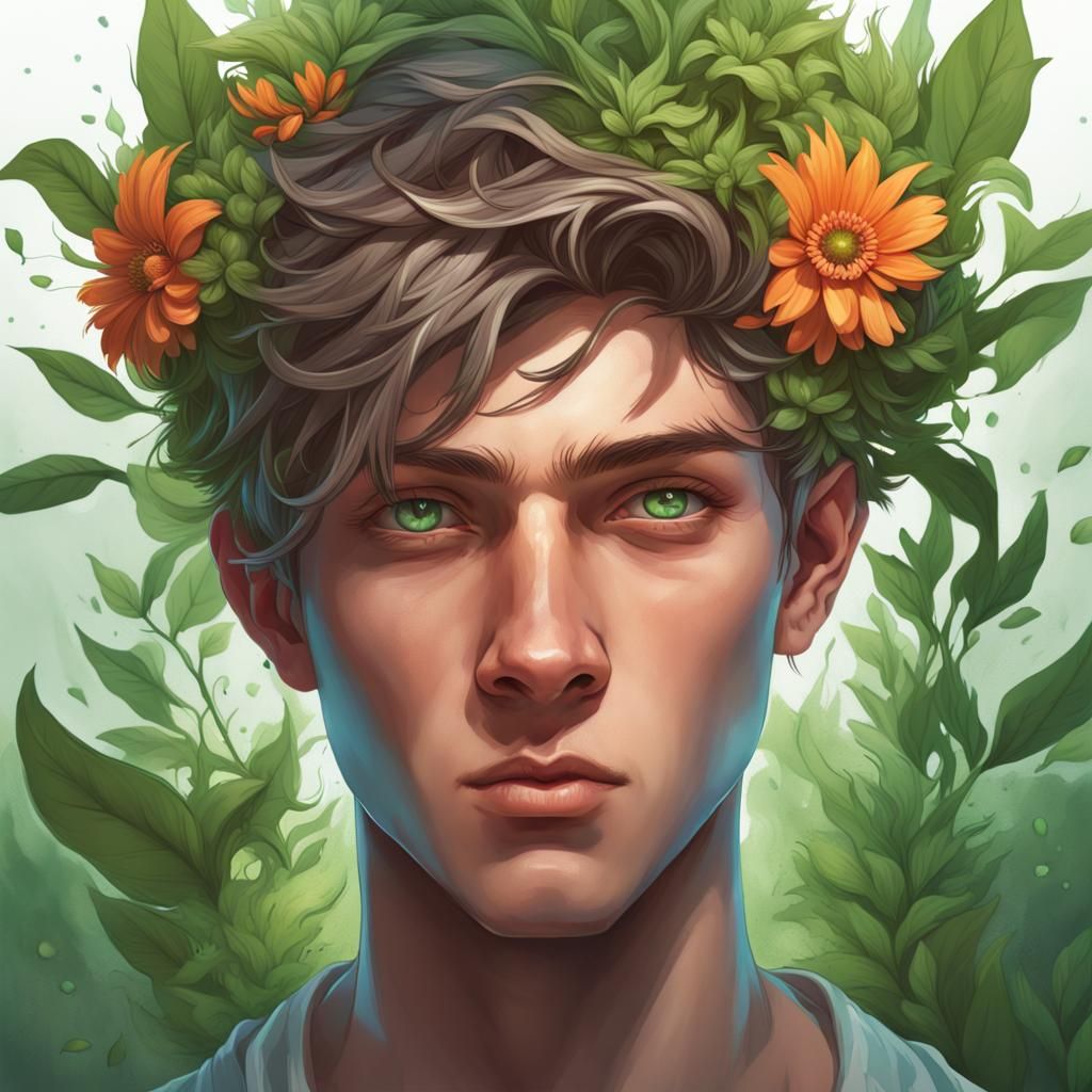 Botanical Portrait in Art Nouveau Style