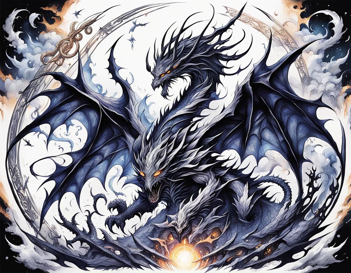 Fantasy Summon Tattoo Design in Ethereal Style