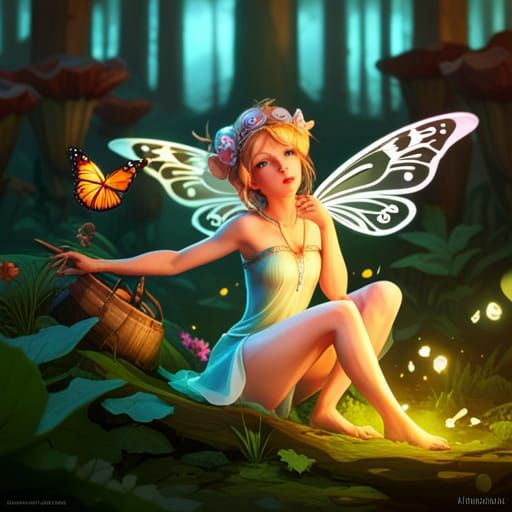 Fairy and Butterfly: Hyperdetailed Concept Art