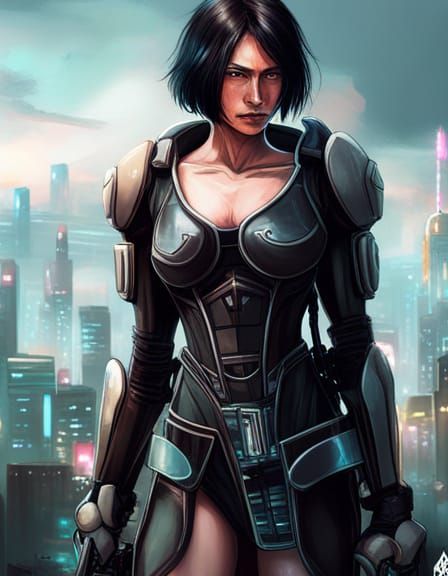 Cyberpunk Warrior in Detailed Armor