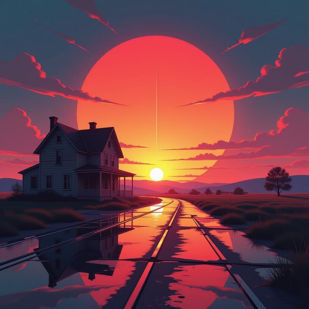 Planet Cut by Silver Line in 3D Render