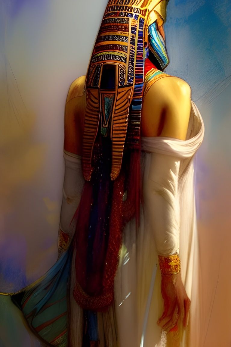 Egyptian Queen in Gouache and Watercolor Style