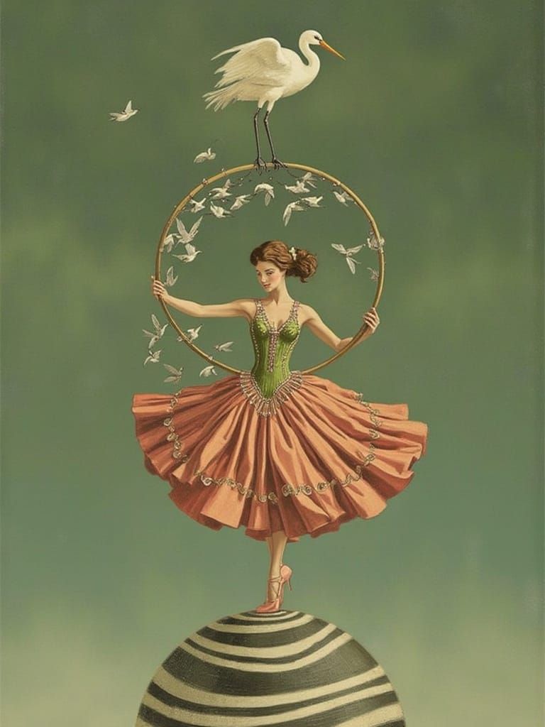 Balletic Beauty in Whimsical, Surreal Landscape