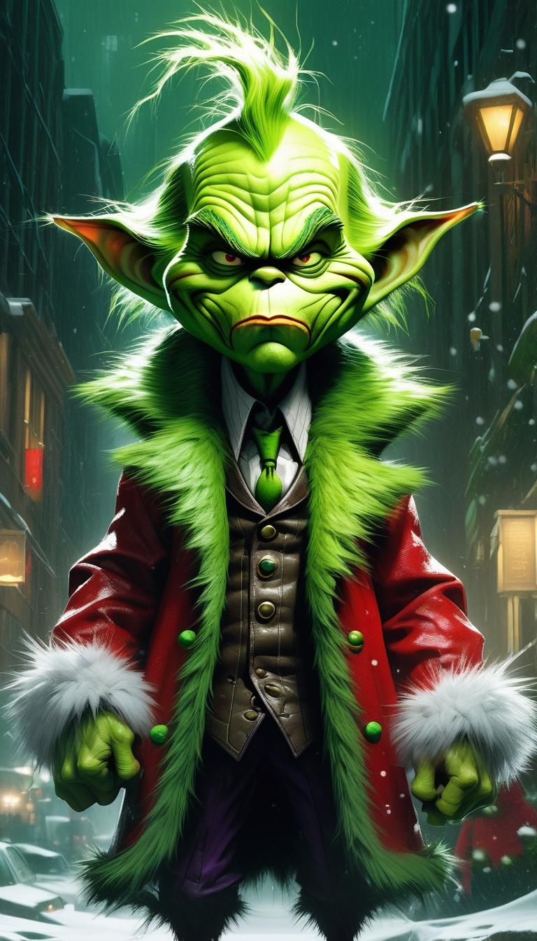 Chibi Joker as Grinch in Christmas Scene