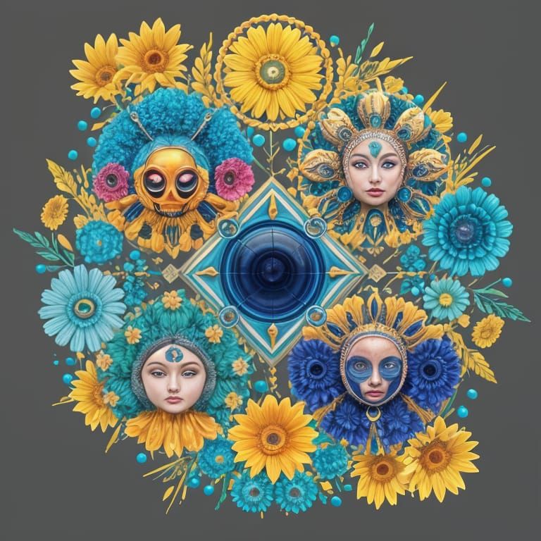 Pointillist Geometric Forms in Hyperrealistic Splash Art