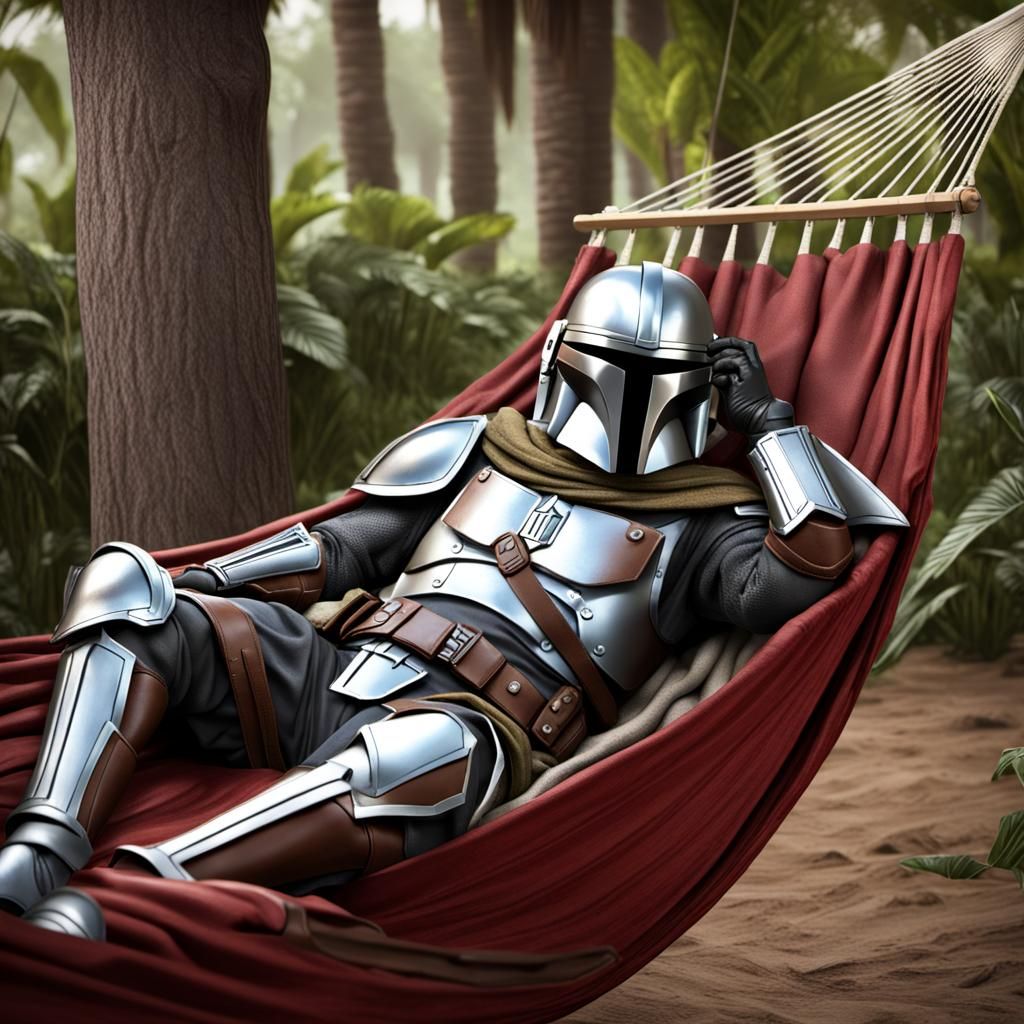 Crusader Mandalorian Knight Asleep in Hammock