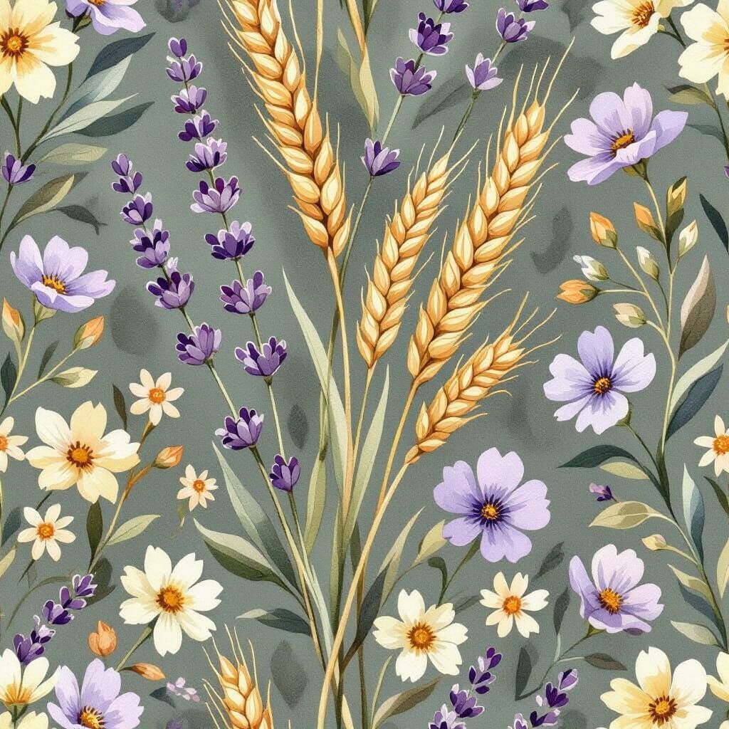 Bakery Pattern: Lavender, Wheat, and Wildflowers