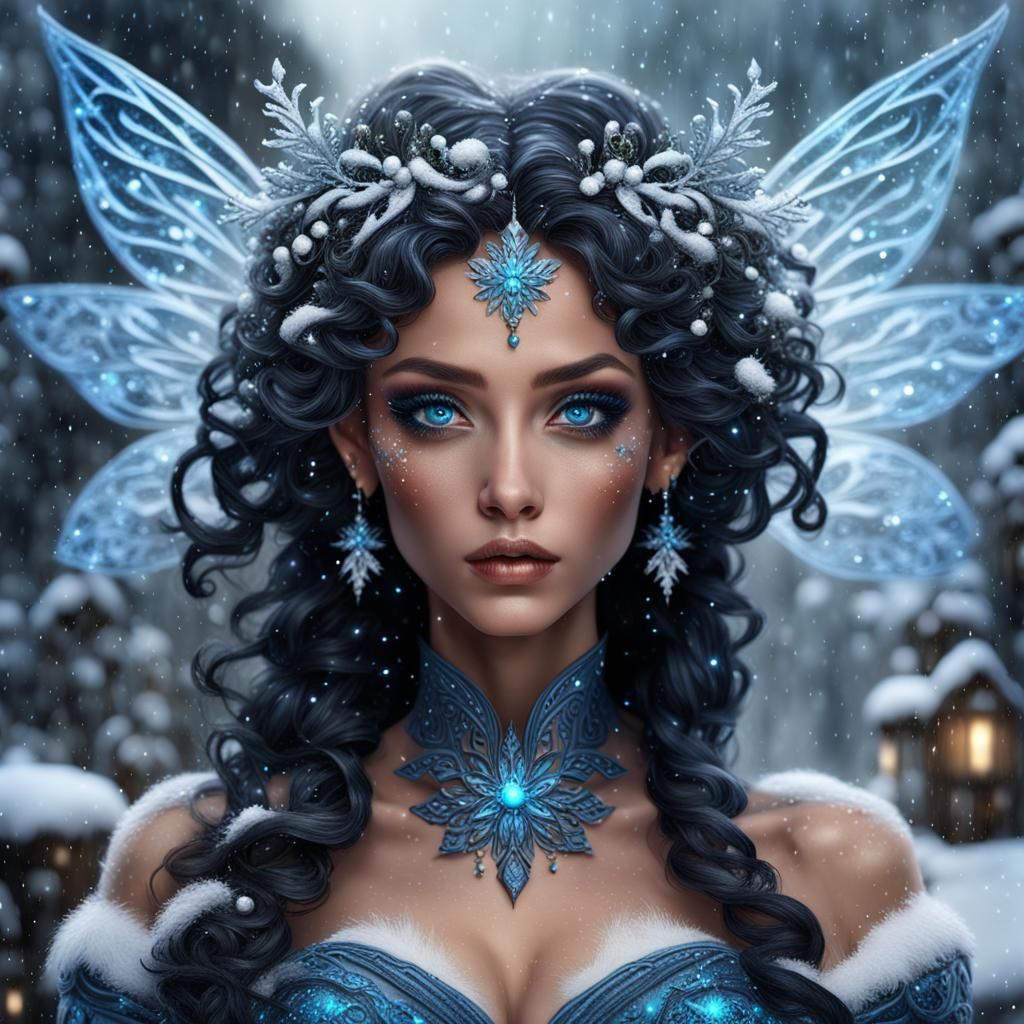 Christmas Fairy in Winter Storm: Fantasy Concept Art