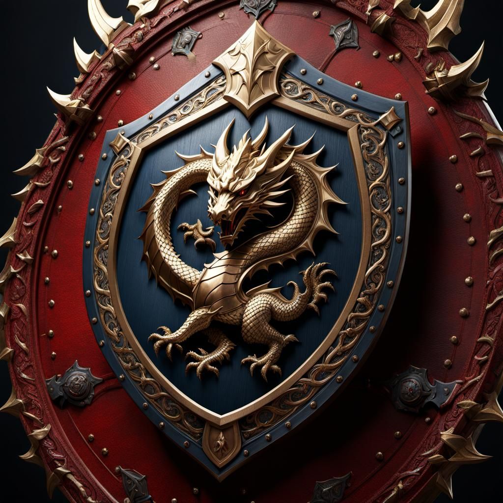 Medieval Dragon Knight Shield: Fantasy Concept Art