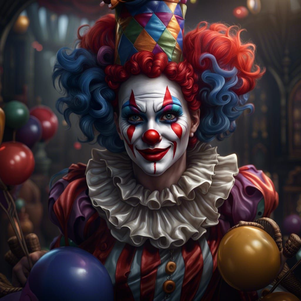 Intricate Female Clown Fantasy Concept Art