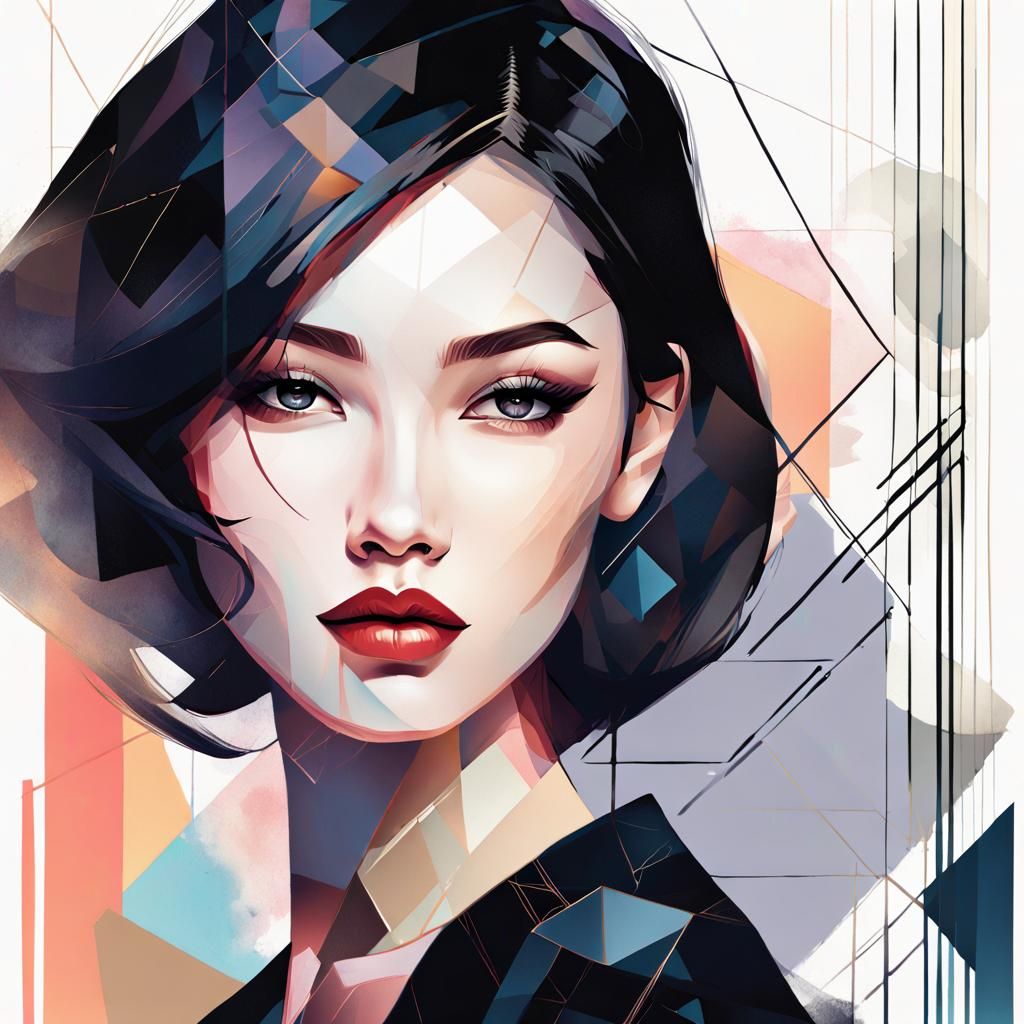 Split Portrait: Woman and Man in Modern Ink Fusion