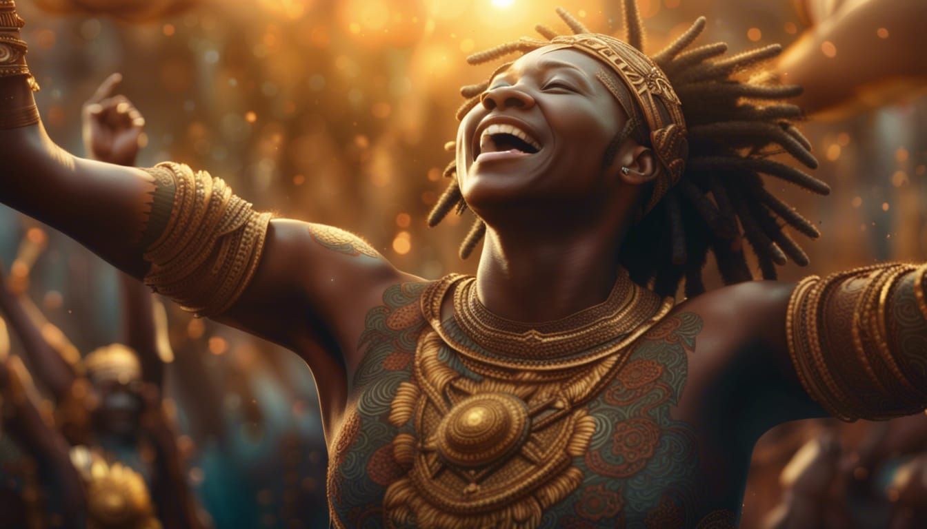 Afrocentric Sun God in Field of Joy