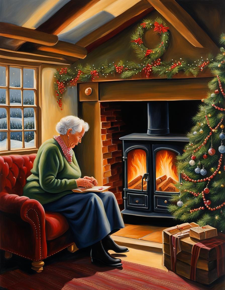 Heartwarming Christmas Scene of Elderly Couple