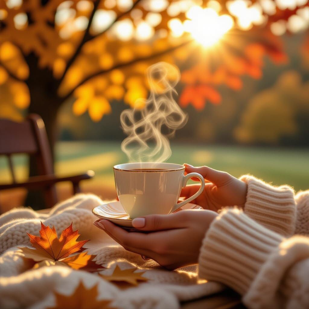 Hands Cradle Cup in Autumn Sunlight