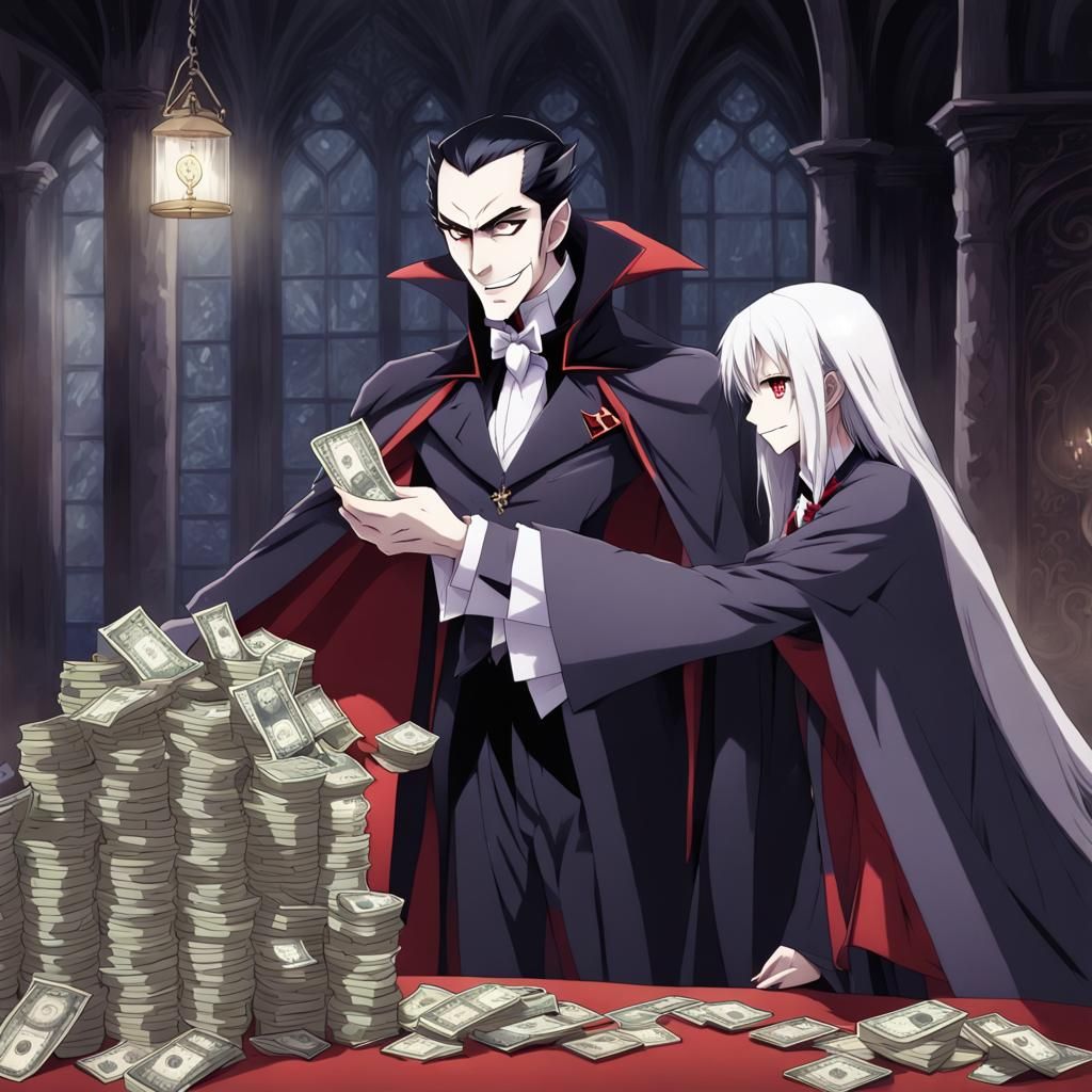 Count Dracula's Charitable Act in Anime Style