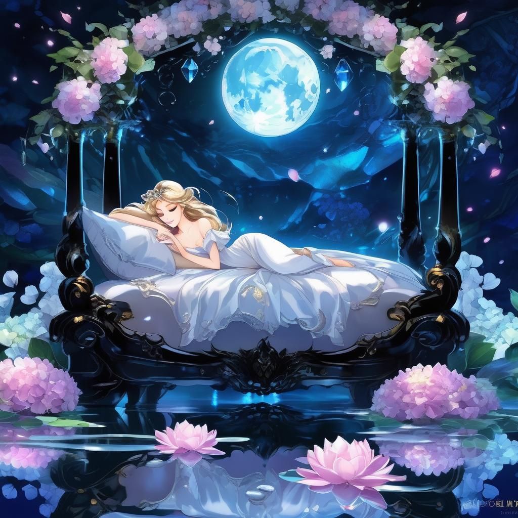 Sleeping Beauty in Rococo Fantasy Art Style