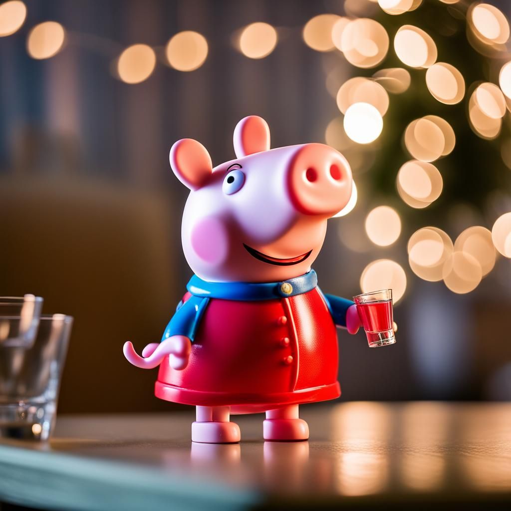 Peppa Pig Enjoys Vodka: Professional Photography