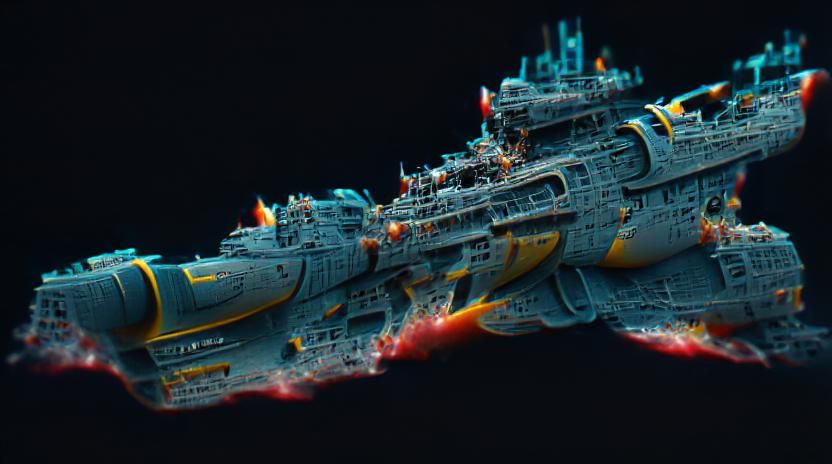 Futuristic 3D Space Battleship in 8K