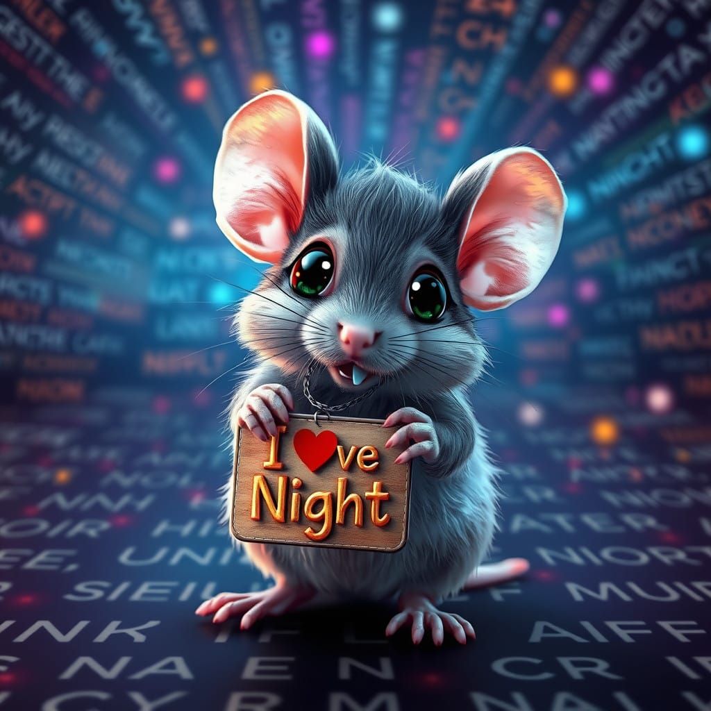 Adorable Mouse Celebrates NightCafe with Shimmering Eyes