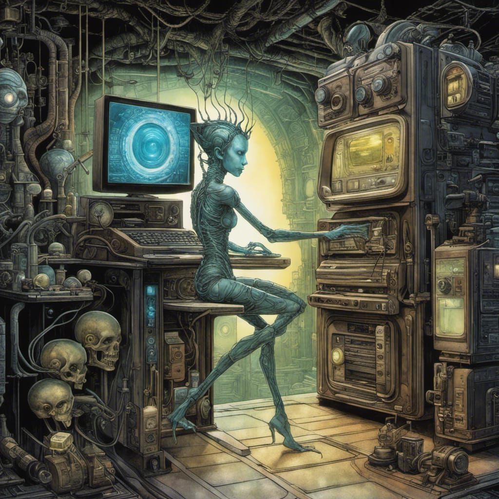 Cyberpunk Fairy Horror in Iridescent 3D Digital Art